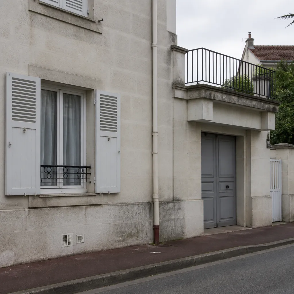 Façade d’un immeuble résidentiel ordinaire, dans un quartier calme de la petite couronne parisienne
